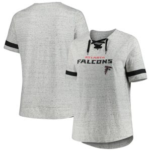 Heather Gray F4929463 Shirt  Neck T Up V Atlanta Falcons Women's Plus Size Lace