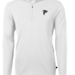 Atlanta Falcons Jacket - White Cutter & Buck Virtue Eco Pique Recycled Quarter-Zip Pullover