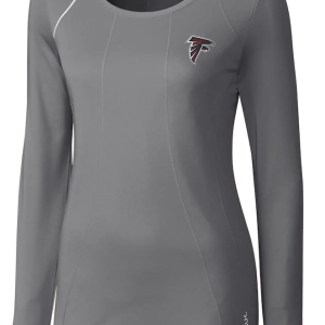 Atlanta Falcons T-Shirt - Gray Cutter & Buck Women's Jaimie Scoop Neck Long Sleeve