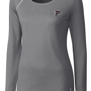 Atlanta Falcons T-Shirt - Gray Cutter & Buck Women's Jaimie Scoop Neck Long Sleeve