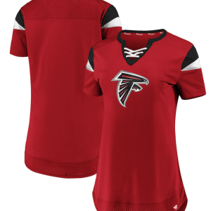 Atlanta Falcons T-Shirt - Red Fanatics Branded Women's Draft Me Lace-Up
