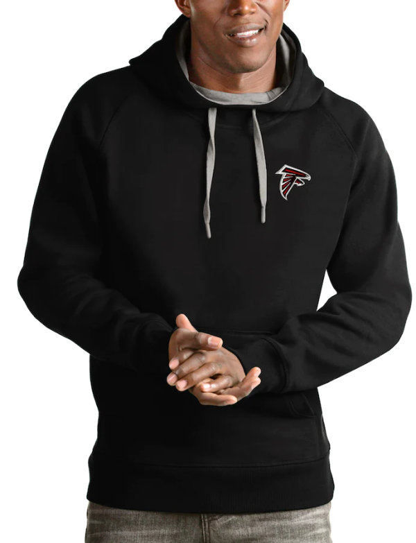 Atlanta Falcons Hoodie - Black Antigua Logo Victory Pullover