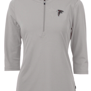 Atlanta Falcons Hoodie - Gray Cutter & Buck Women's Virtue Eco Pique Half-Zip 3/4 Sleeve Pullover