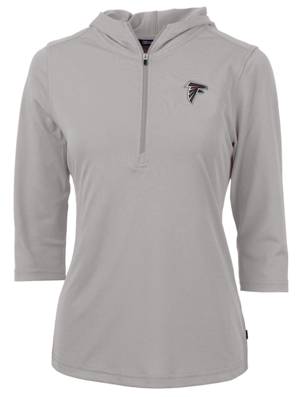 Atlanta Falcons Hoodie - Gray Cutter & Buck Women's Virtue Eco Pique Half-Zip 3/4 Sleeve Pullover