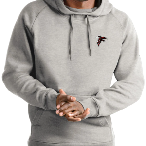 Atlanta Falcons Hoodie - Heathered Gray Antigua Logo Victory Pullover
