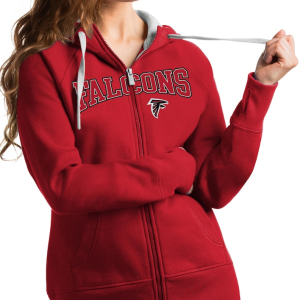 Atlanta Falcons Hoodie - Red Antigua Women's Wordmark Victory Full-Zip