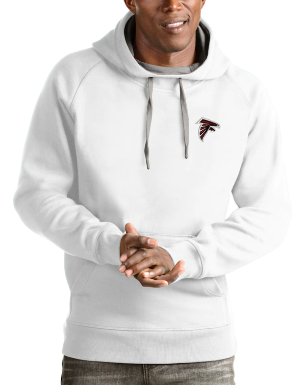 Atlanta Falcons Hoodie - White Antigua Logo Victory Pullover