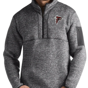 Atlanta Falcons Jacket - Charcoal Antigua Fortune Quarter-Zip Pullover