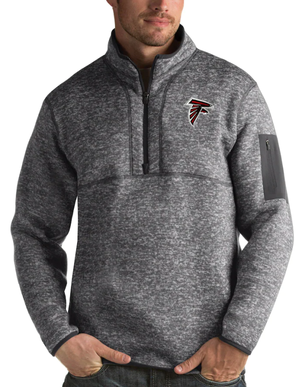 Atlanta Falcons Jacket - Charcoal Antigua Fortune Quarter-Zip Pullover