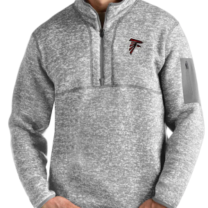 Atlanta Falcons Jacket - Heather Gray Antigua Team Logo Fortune Quarter-Zip Pullove