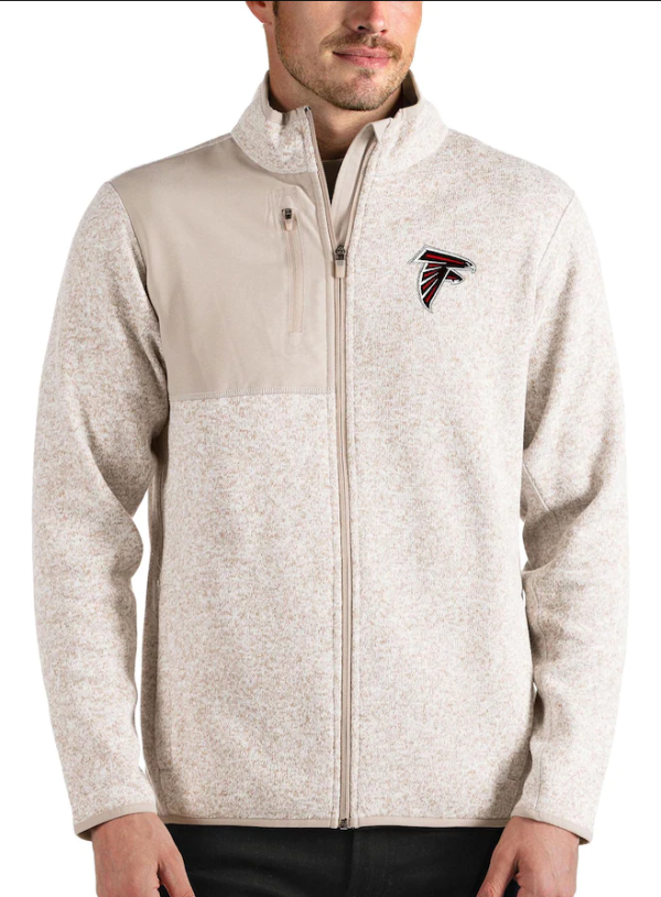 Atlanta Falcons Jacket - Oatmeal Antigua Fortune Full-Zip