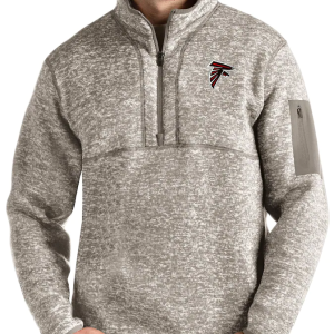 Atlanta Falcons Jacket - Oatmeal Antigua Fortune Quarter-Zip Pullover