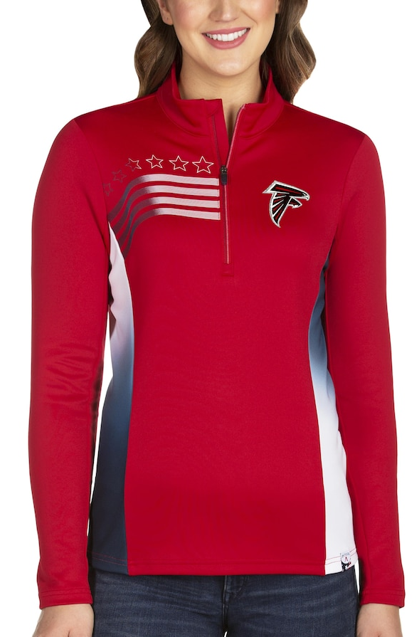 Atlanta Falcons Jacket - Red Antigua Women's Liberty Quarter-Zip Pullover
