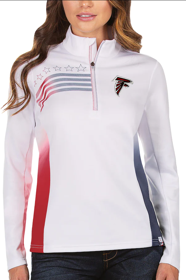 Atlanta Falcons Jacket - White Antigua Women's Liberty Quarter-Zip Pullover