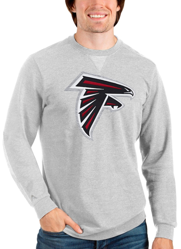 Atlanta Falcons Sweatshirt - Heathered Gray Antigua Team Reward Crewneck Pullover