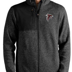 Atlanta Falcons Jacket - Heathered Black Antigua Fortune Full-Zip